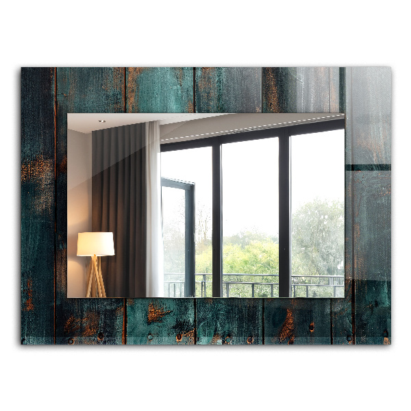 Rechthoekige spiegel met decoratie Groene houten planken