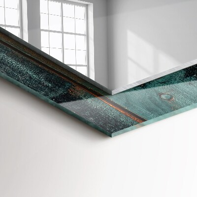 Rechthoekige spiegel met decoratie Groene houten planken