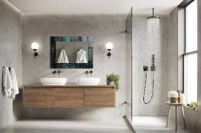 Rechthoekige spiegel met decoratie Groene houten planken