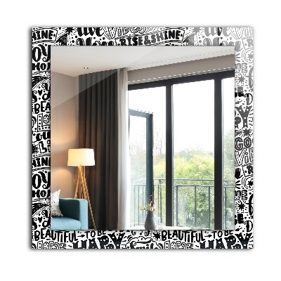 Rechthoekige spiegel met decoratie Motiverende handgeschreven inscripties