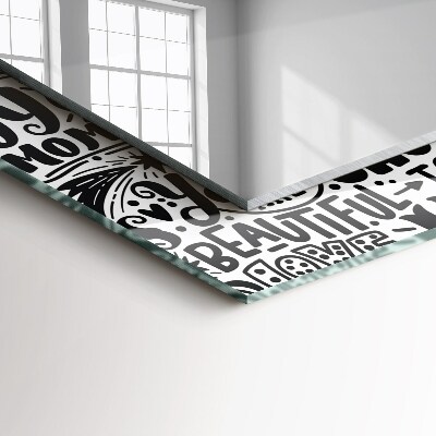 Rechthoekige spiegel met decoratie Motiverende handgeschreven inscripties