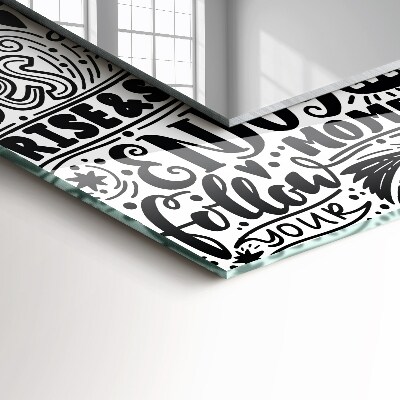 Rechthoekige spiegel met decoratie Motiverende handgeschreven inscripties