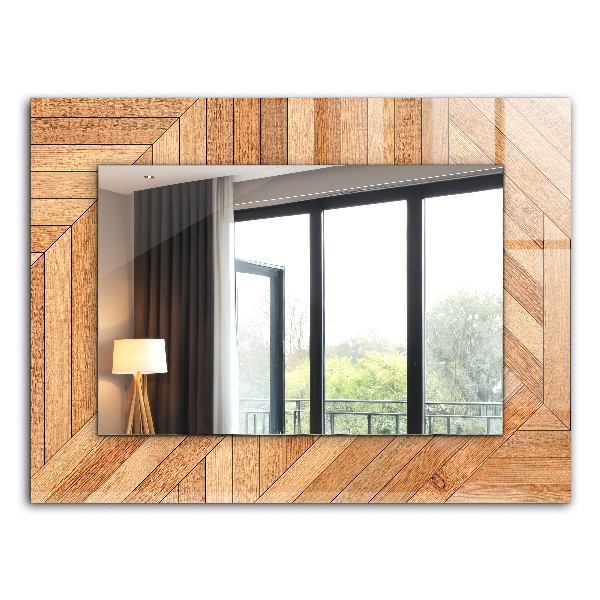 Rechthoekige spiegel met print Houten parket