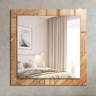 Rechthoekige spiegel met print Houten parket