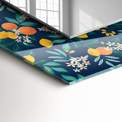 Rechthoekige spiegel met decoratie Bloemen en vruchten