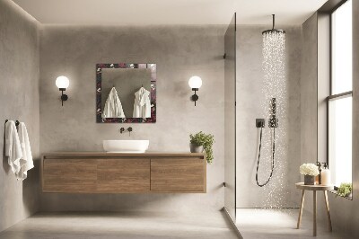 Rechthoekige spiegel met print Schedels rozen doornen