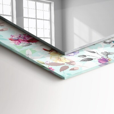 Rechthoekige spiegel met print Bloemen en vogels