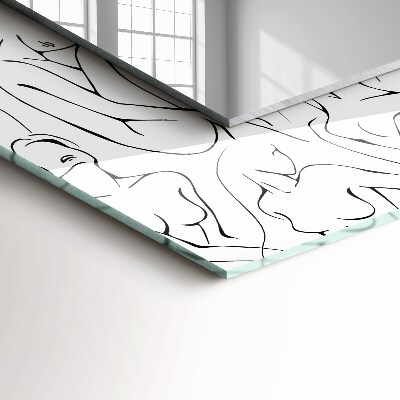 Rechthoekige spiegel met decoratie Schets van een vrouwelijk silhouet