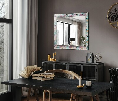 Rechthoekige spiegel met print Kleurrijke tropische bladeren