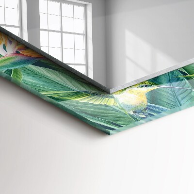 Rechthoekige spiegel met print Kolibries en bloemen