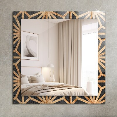 Rechthoekige spiegel met print Houten geometrisch patroon