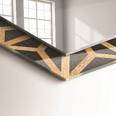 Rechthoekige spiegel met print Houten geometrisch patroon
