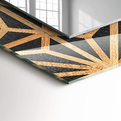 Rechthoekige spiegel met print Houten geometrisch patroon