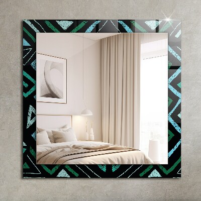 Rechthoekige spiegel met decoratie Geometrisch turquoise patroon
