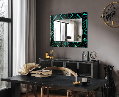 Rechthoekige spiegel met decoratie Geometrisch turquoise patroon