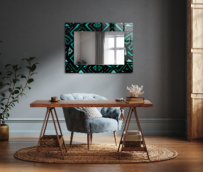 Rechthoekige spiegel met decoratie Geometrisch turquoise patroon