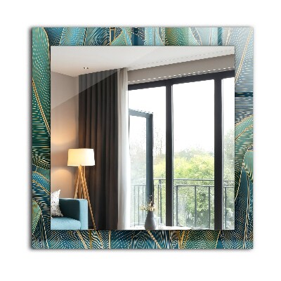 Rechthoekige spiegel met print Bladlijnen