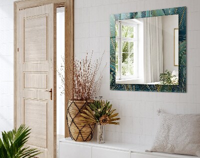 Rechthoekige spiegel met print Bladlijnen