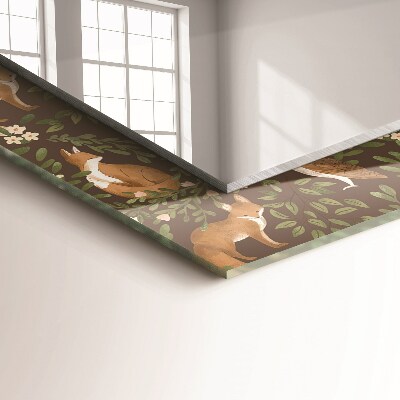 Rechthoekige spiegel met print De vos en de uil