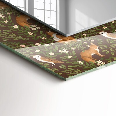 Rechthoekige spiegel met print De vos en de uil