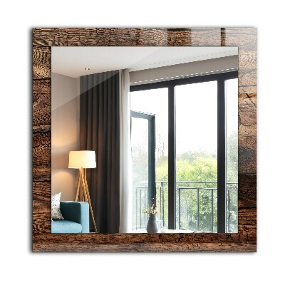 Rechthoekige spiegel met decoratie Houten plank textuur