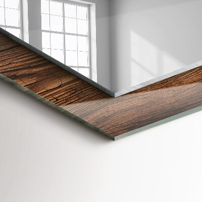 Rechthoekige spiegel met decoratie Houten plank textuur
