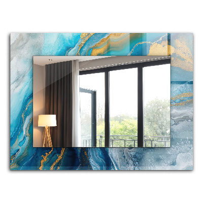 Rechthoekige spiegel met print Abstracte marmeren hars