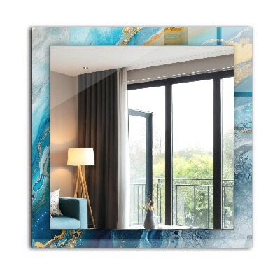 Rechthoekige spiegel met print Abstracte marmeren hars