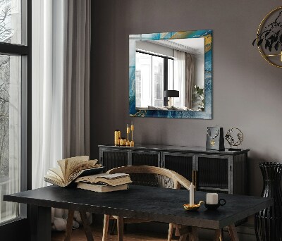 Rechthoekige spiegel met print Abstracte marmeren hars