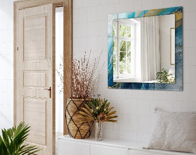 Rechthoekige spiegel met print Abstracte marmeren hars