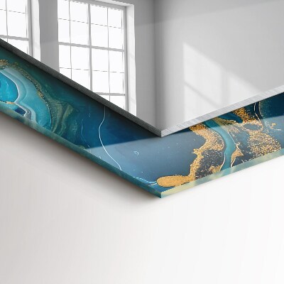 Rechthoekige spiegel met print Abstracte marmeren hars