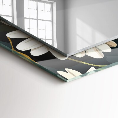 Rechthoekige spiegel met decoratie Witte madeliefjesbladeren