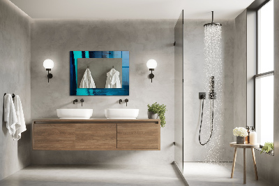 Rechthoekige spiegel met print Abstracte blauwe kunst