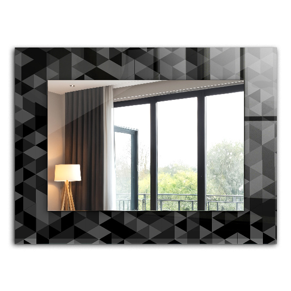 Rechthoekige spiegel met decoratie Zwarte en grijze driehoeken