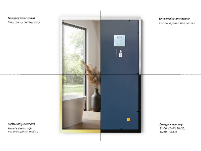Rechthoekige spiegel met zilveren lijst voor aan de muur