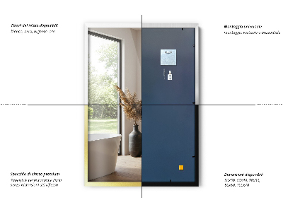 Rechthoekige spiegel met zilveren lijst voor aan de muur