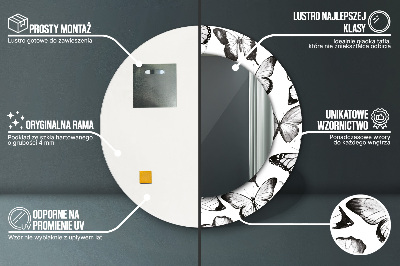 Bedrukte ronde spiegel Vlinder