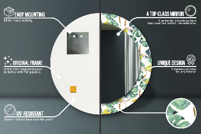 Ronde spiegel met decoratie Tropische bladeren