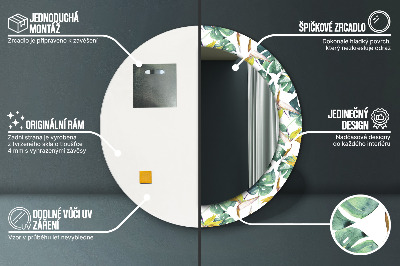 Ronde spiegel met decoratie Tropische bladeren