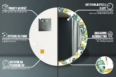 Ronde spiegel met decoratie Tropische bladeren