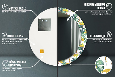 Ronde spiegel met decoratie Tropische bladeren