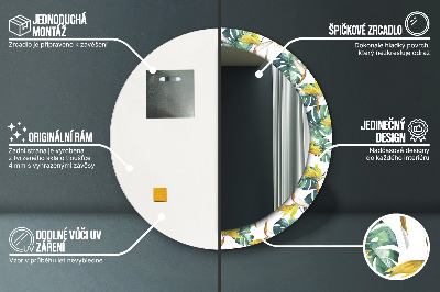 Ronde spiegel met decoratie Tropische bladeren