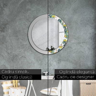 Ronde spiegel met decoratie Tropische bladeren