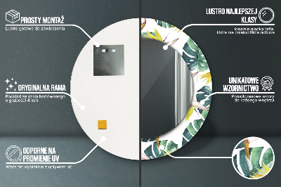 Ronde spiegel met decoratie Tropische bladeren