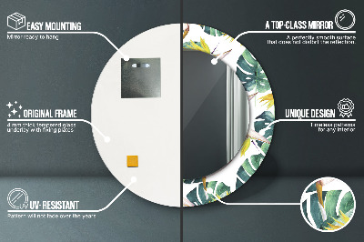 Ronde spiegel met decoratie Tropische bladeren