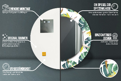 Ronde spiegel met decoratie Tropische bladeren