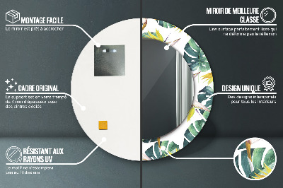 Ronde spiegel met decoratie Tropische bladeren
