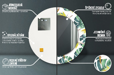 Ronde spiegel met decoratie Tropische bladeren