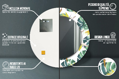 Ronde spiegel met decoratie Tropische bladeren