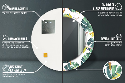 Ronde spiegel met decoratie Tropische bladeren